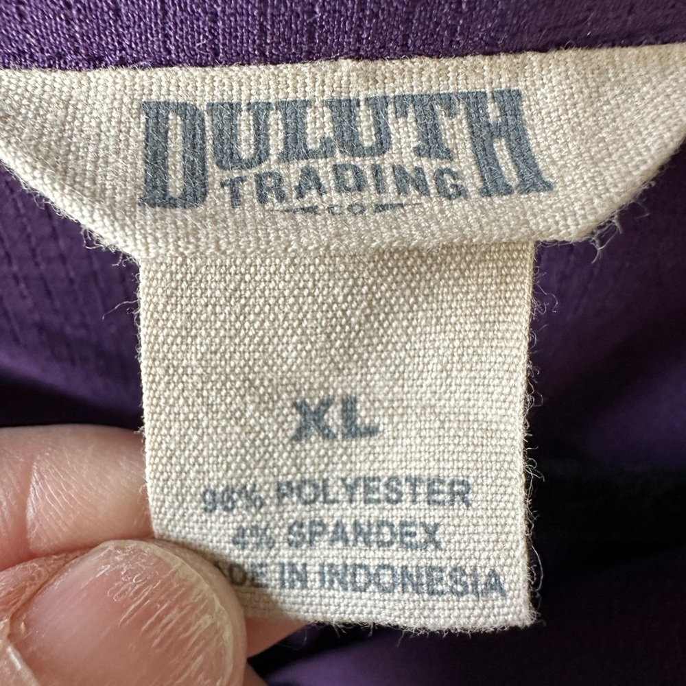 💜 Duluth Trading Tunic Dress XL Purple Roll Tab Sleeve Casual - Picture 4 of 9